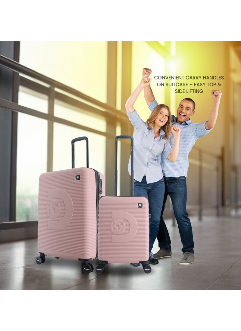 Discovery - Discovery Eclipse ABS Hardside Travel Luggage Set, Durable Lightweight 4 Double Wheel Bag, Extra Secure Combination Lock Suitcase 3 Pcs, Expandable Trolley Small,Medium,Large(20+24+28 Inch)Pink - Image 1