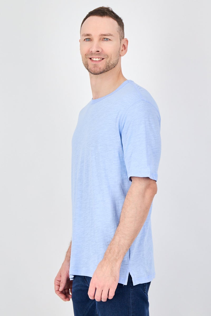 Palm Beach Men Crew Neck Plain Short Sleeve T-Shirt, Blue - Image 2