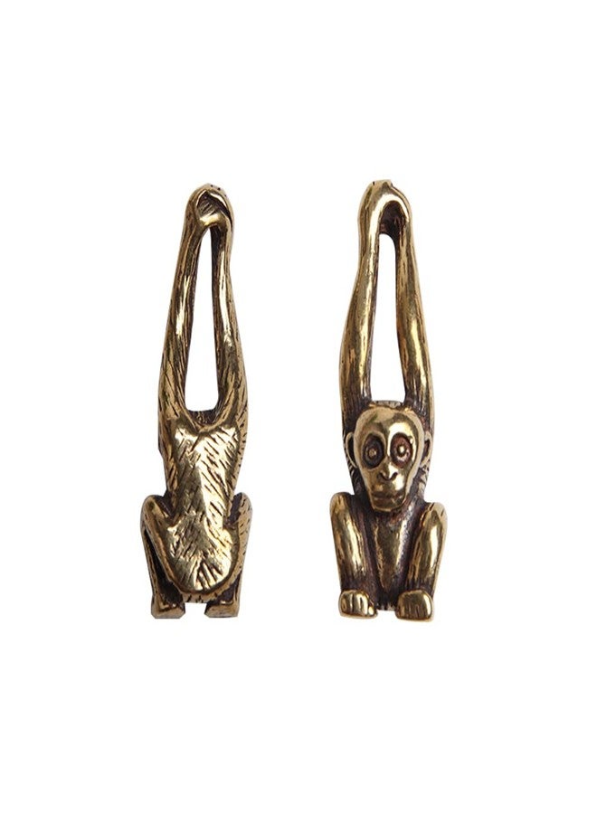 Acxico 2Pcs Chinese Antique Bronze Small Handle Lucky Gibbon Monkey Pendant - Image 1