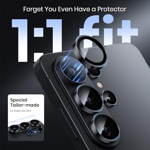Hoerrye for Samsung Galaxy S26 Ultra Camera Lens Protector - [Top 9H+ Tempered Glass - 12FT Military Grade] Case Friendly Invisible Fit Camera Screen Protector Cover Accessories,Black - Image 2