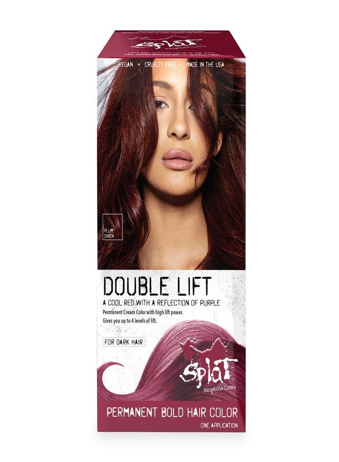 Splat Plum Siren Double Lift Permanent Hair Dye Kit, 1 Application, Includes Plum Hair Color, Developer, Concentrate, Conditioner, Gloves, Processing Cap & Instructions, Vegan & Cruelty Free - Image 1