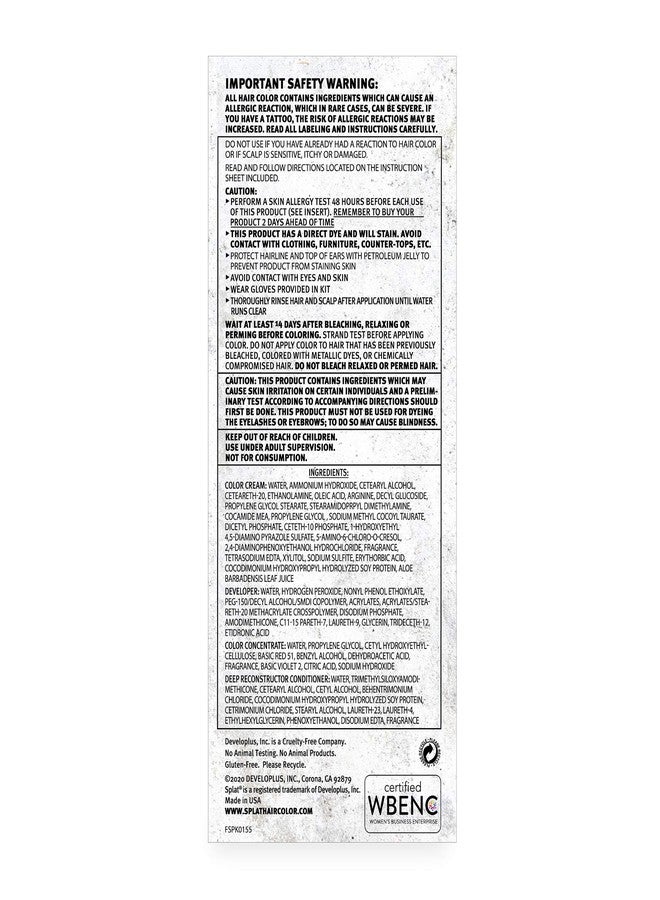 Splat Plum Siren Double Lift Permanent Hair Dye Kit, 1 Application, Includes Plum Hair Color, Developer, Concentrate, Conditioner, Gloves, Processing Cap & Instructions, Vegan & Cruelty Free - Image 4