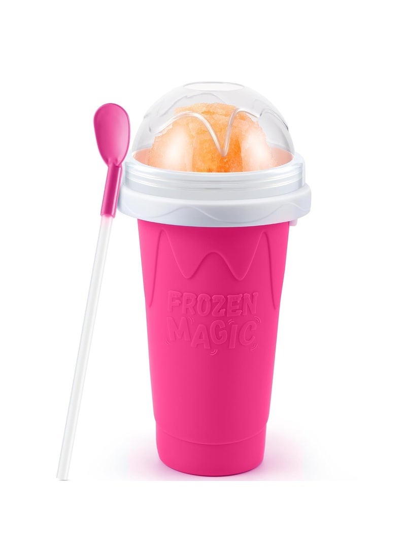 DIGITALWEAR DIGITALWEAR Slushie Maker Cup Magic Quick Frozen Smoothies Cup Double Layer Silica Cup Squeeze Cup DIY Slushy Maker With Lid Straw Shake Ice Cream Maker For Children And Family Multicolor  - Image 1