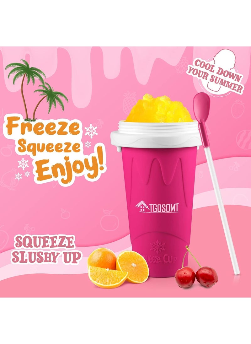 DIGITALWEAR DIGITALWEAR Slushie Maker Cup Magic Quick Frozen Smoothies Cup Double Layer Silica Cup Squeeze Cup DIY Slushy Maker With Lid Straw Shake Ice Cream Maker For Children And Family Multicolor  - Image 2