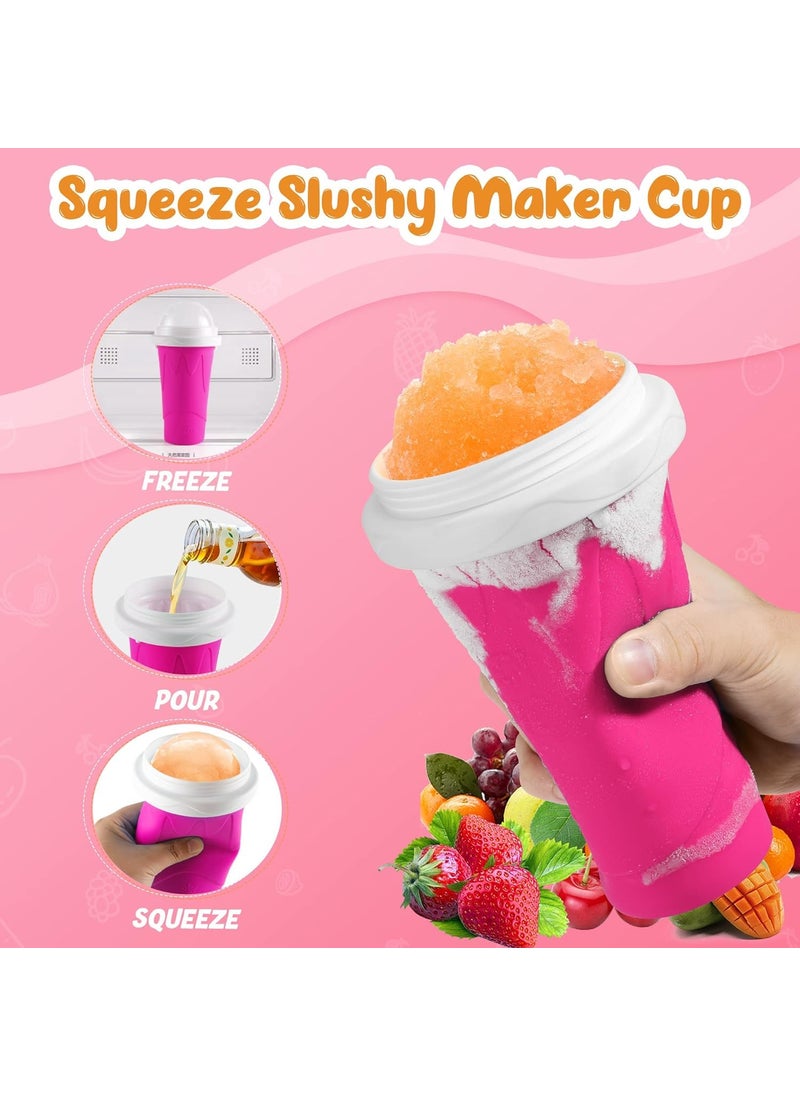 DIGITALWEAR DIGITALWEAR Slushie Maker Cup Magic Quick Frozen Smoothies Cup Double Layer Silica Cup Squeeze Cup DIY Slushy Maker With Lid Straw Shake Ice Cream Maker For Children And Family Multicolor  - Image 3
