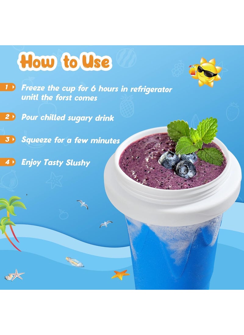 DIGITALWEAR DIGITALWEAR Slushie Maker Cup Magic Quick Frozen Smoothies Cup Double Layer Silica Cup Squeeze Cup DIY Slushy Maker With Lid Straw Shake Ice Cream Maker For Children And Family Multicolor  - Image 5