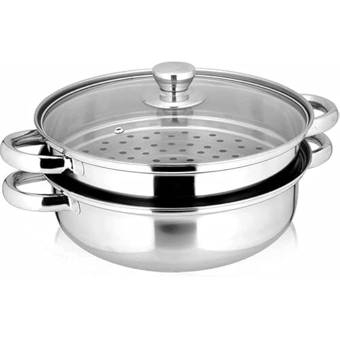 rayihni 2Layer Pot Cooker Double Boiler Stainless Steel Pot 27Cm Food Grade With Glass Lid  Thickened Handle For Even Heating - Image 2