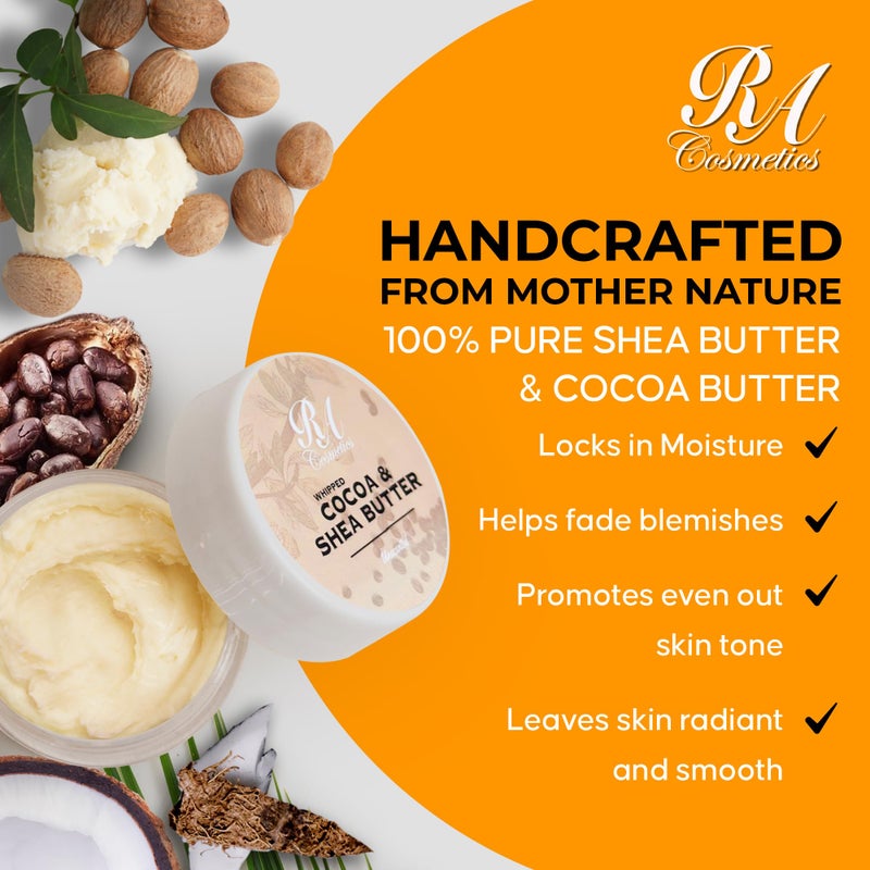 RA COSMETICS Whipped Cocoa & Shea Butter, Unscented - 12oz | 100% Pure & Natural Skin Moisturizer with Coconut Oil | Vitamin-Rich Body Butter for Soft, Supple, and Radiant Skin & Healthy Hairs - Image 3