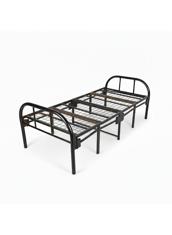 UNIKSAR Single Size Foldable Metal Platform Bed Frame, 90x190 cm Heavy-Duty Iron Slat Support, Space-Saving, No Box Spring Needed, Easy Assembly Guest Bed Base - Image 1