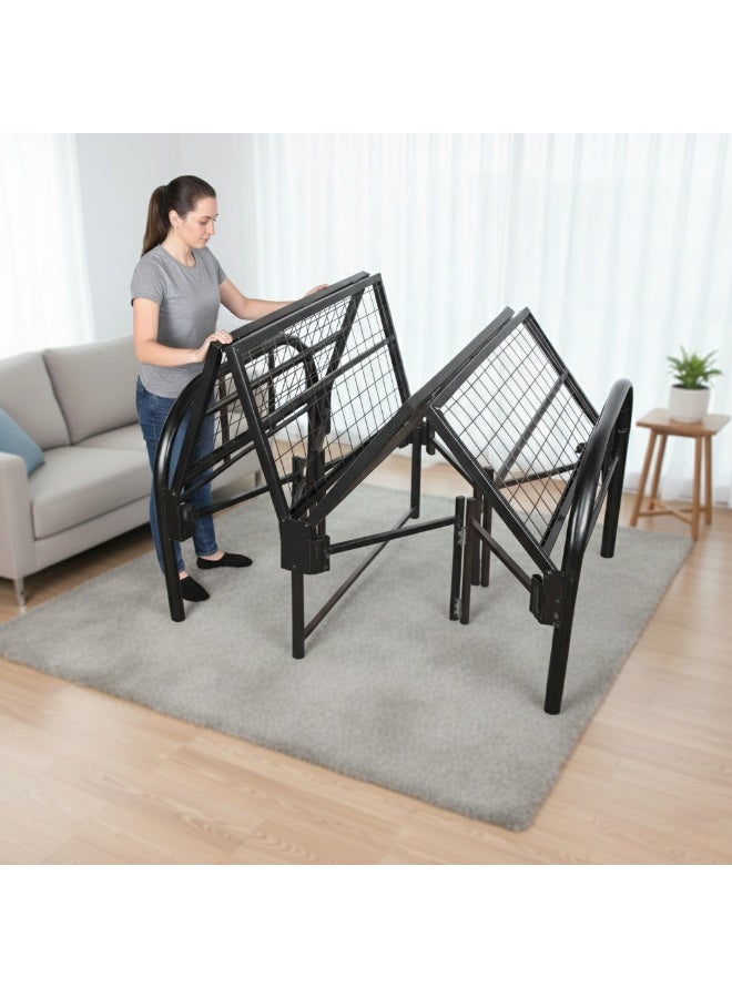 UNIKSAR Single Size Foldable Metal Platform Bed Frame, 90x190 cm Heavy-Duty Iron Slat Support, Space-Saving, No Box Spring Needed, Easy Assembly Guest Bed Base - Image 2