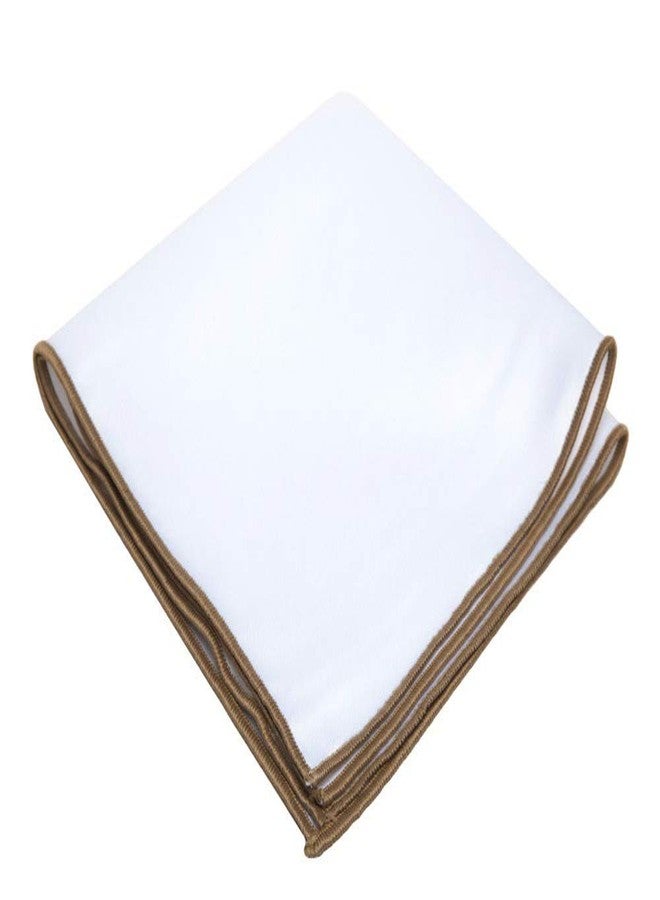 Flairs New York Gentleman's Essentials Weekend Casual White Pocket Square (White/Cigar Brown) - Image 1