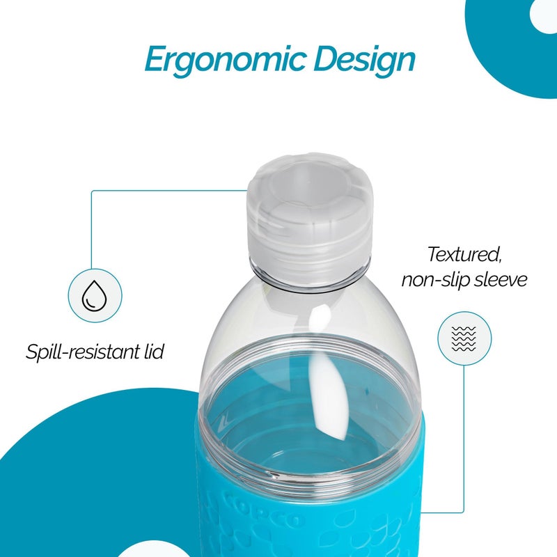 Copco Hydra 16.9 oz Water Bottle â€“ Leak Proof, Tritan Durable, BPA Free, Dishwasher Safe, Twist Open Body for Ice & Easy Cleaning, Silicone Non-Slip Grip, Portable for Gym & Office (Light Blue) - Image 5