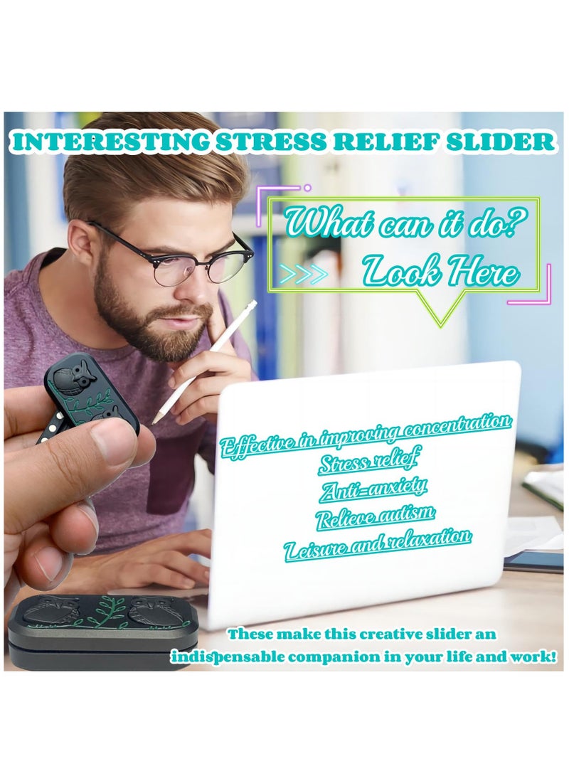 Metal Fidget Slider for Stress Relief, EDC Hand Toy in Owl Design, Perfect Gift for Men and Office Desk Use, Black Color - Image 5