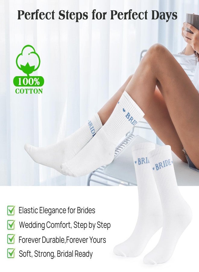 ايلير سايكل جوارب إيترسايكل للعروس، هدية باللونين الأبيض والأزرق للعروس، جوارب قطنية ناعمة للعروس، هدايا لحفلات الخطوبة والزفاف ووصيفات العروس، هدايا لحفلات توديع العزوبية، مستلزمات شهر العسل، ديكورات - Image 5