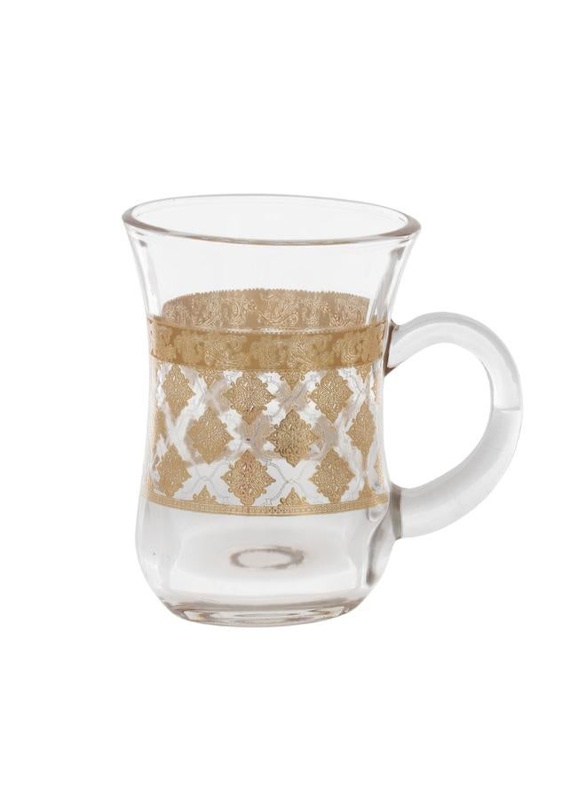 السيف  طقم أباريق شاي منقوش باللون الذهبي مكون من 6 قطع شفاف - Image 2