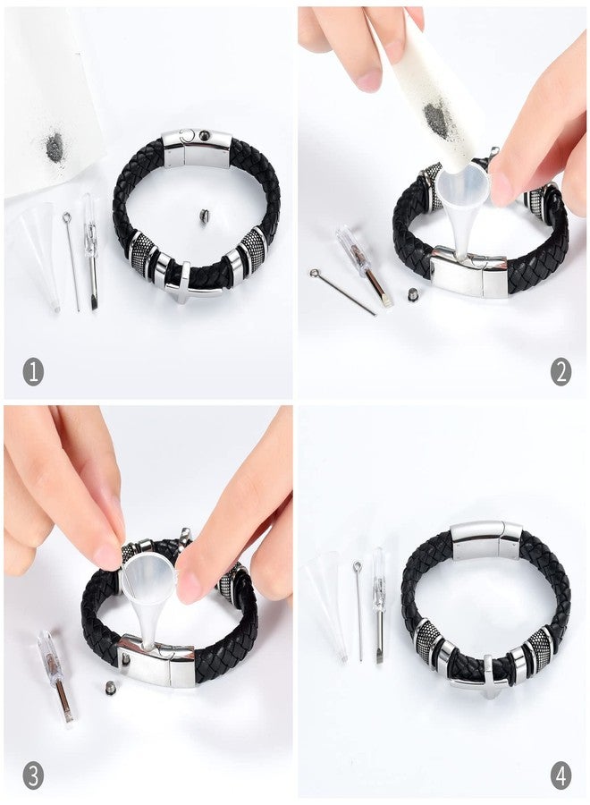 Minicremation Urn Bracelet for Ashes Genuine Leather Cross Cremation Jewelry Keepsake Bangles for Human Pet Memorial Urn Locket(Silver 22cm) - Image 4