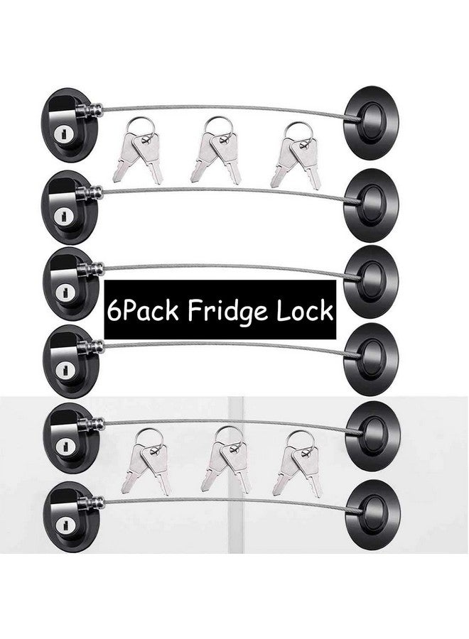 XccMe 6 Pack Refrigerator Locks with 12 Keys,Child Safety Fridge Lock,Refrigerator Lock Combination,Mini Fridge,File Drawer,Toilet Seat Lock with Strong Adhesive (Black) - Image 1