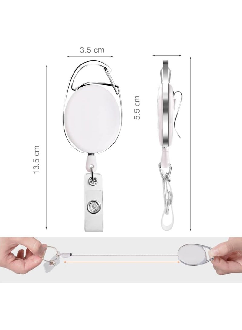 MARKQ [عبوة من 5] حامل شارة قابل للسحب باللون الأبيض مع مشبك بكرة - حامل بطاقة هوية متين للعمل، المكتب، المدرسة، وإكسسوارات سلسلة المفاتيح - Image 3