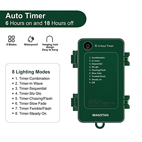 MAGOTAN Christmas Timers - Battery Operated LED Lights Outdoor Timer, Waterproof, Warm White, 100 LEDs, 8 Modes, Clear Mini Lights Set for Wedding Party, Home Garden Wreath - Image 2