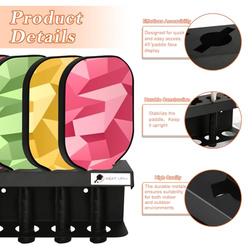 XUWAIDSGN Pickleball Racket Ball Holder Holds 4/12 Paddles Pickleball Storage Rack with Label to Track Next Up Players Pickleball Paddle Holders To Fence Wall Hanging Storage Outdoor Not Include Paddles (3) - Image 4