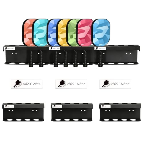 XUWAIDSGN Pickleball Racket Ball Holder Holds 4/12 Paddles Pickleball Storage Rack with Label to Track Next Up Players Pickleball Paddle Holders To Fence Wall Hanging Storage Outdoor Not Include Paddles (3) - Image 1