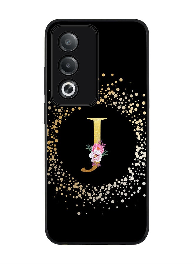 Stylizedd For Oppo A3 Pro / A80 Case,Slim fit Camera Protection, Shockproof Thin Phone cover - Custom Monogram Floral - J ( Black ) - Image 1