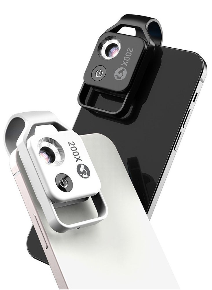M MIAOYAN - New Portable 200x Mobile Phone Microscope, HD Magnifier with LED Light, Universal Clip-On Design - Image 1