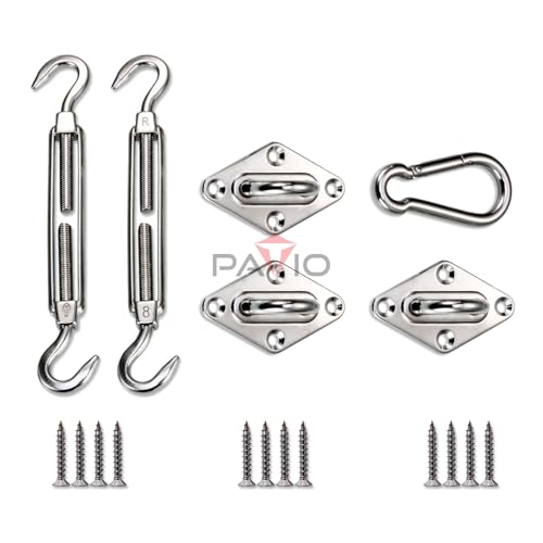 Patio Paradise Shade Sail Hardware Kit 8 inch for Triangle Rectangle Sun Shade Sail Heavy Duty for Outdoors Garden Canopy Installation - Image 1