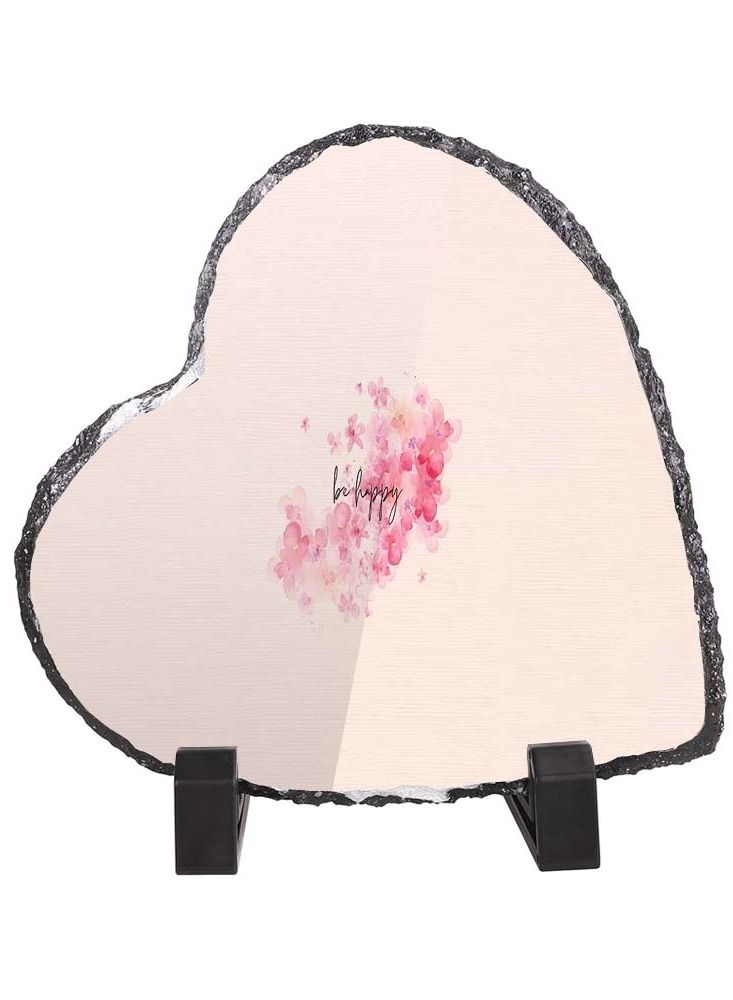 Service Zone Protective Printed White Heart Shape Marble Photo Frame for Table Top Be Happy 