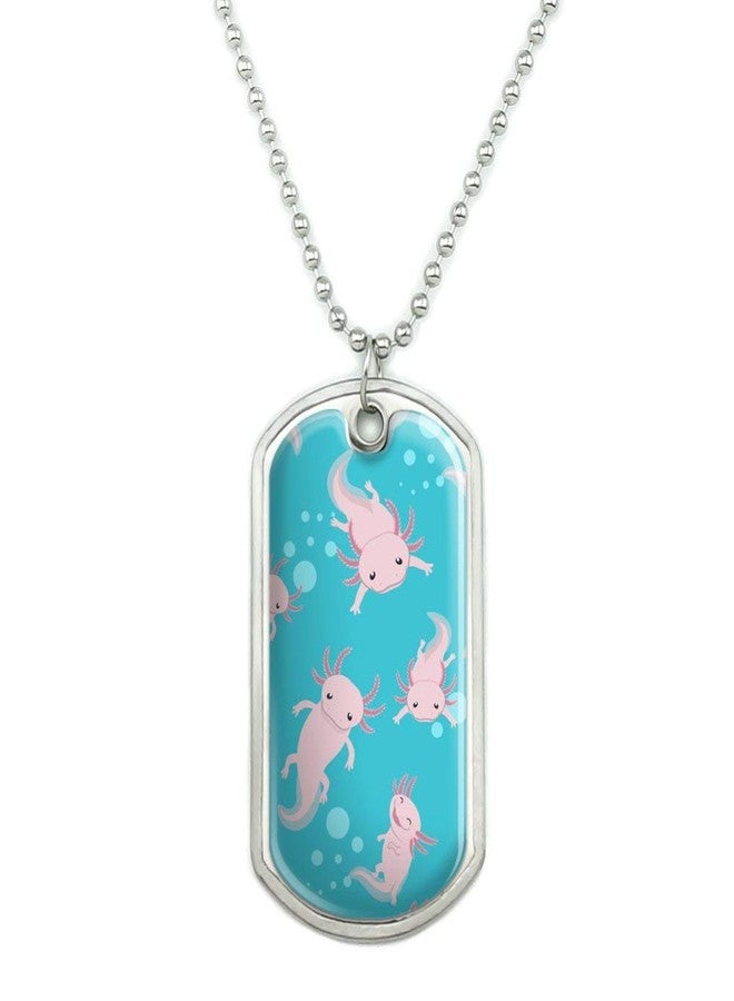 GRAPHICS & MORE Cute Axolotl Mexican Walking Fish Military Dog Tag Pendant Necklace with Chain - Image 1