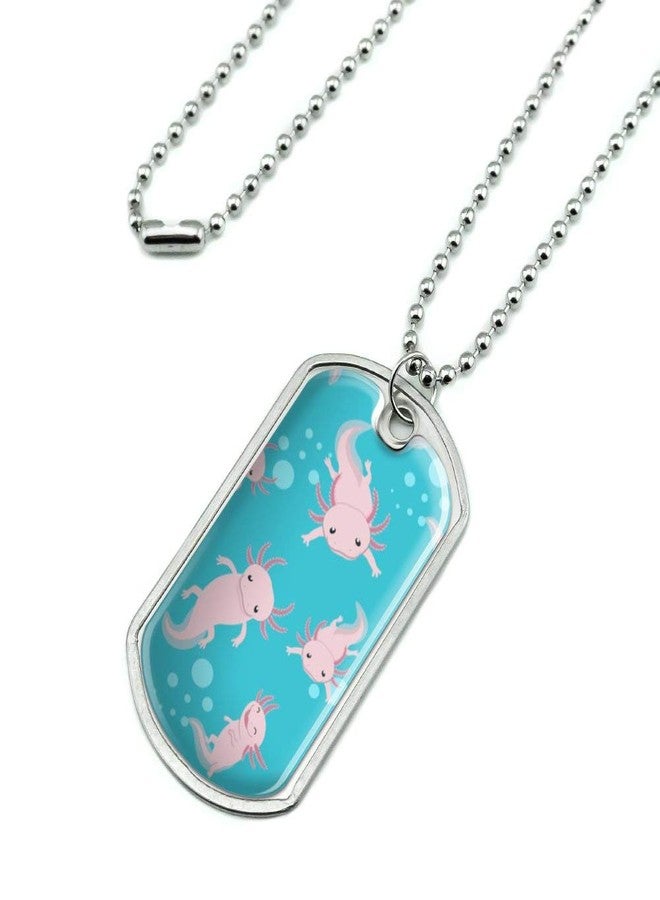 GRAPHICS & MORE Cute Axolotl Mexican Walking Fish Military Dog Tag Pendant Necklace with Chain - Image 2