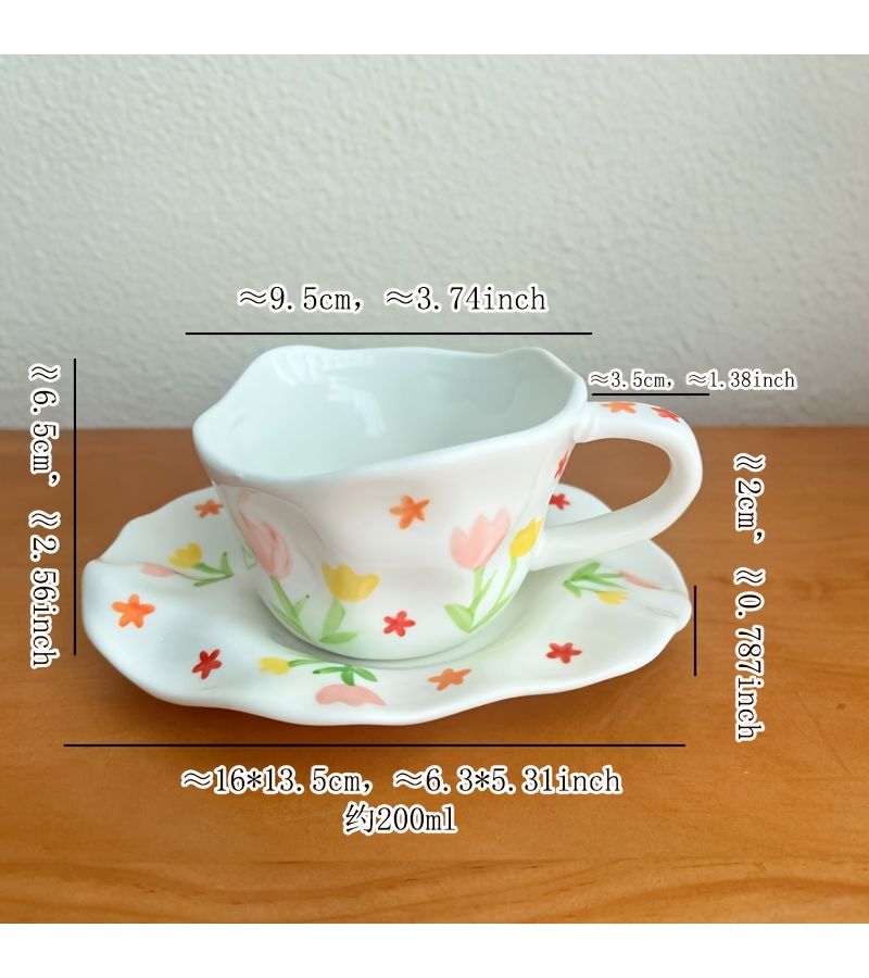 مجموعة كوب و صحن جبل توليب ستار غير منتظمة من السيراميك للقهوة - Image 3