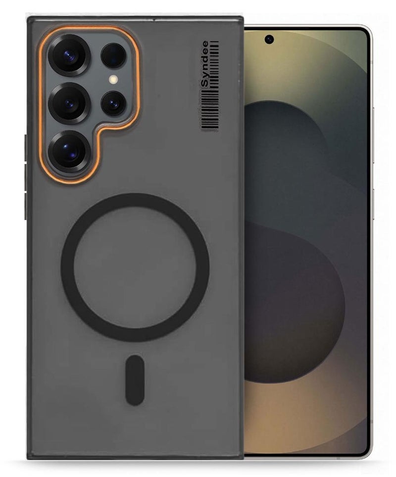 سيندي سامسونج جالاكسي S25 الترا 5 جي 2025 سلسلة سيندي هايبرد شفاف Magsafe مع شحن مغناطيسي شفاه كاميرا مرتفعة غطاء جراب أنيق المظهر - أسود - Image 1