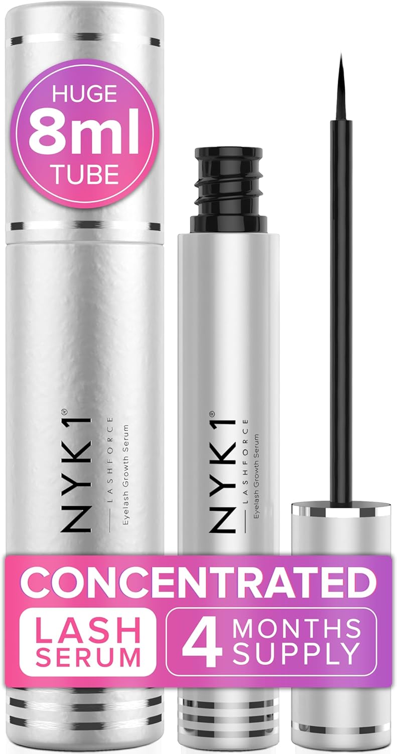 NYK1 CONCENTRATED Eyelash Growth Serum XL 8ml LashForce Eyelash Serum For Growth And Thickness Eye Lash Serums For Easy Application And Long Lasting Results For Fuller And Longer Lashes