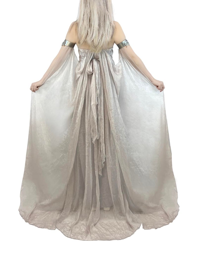 Nodkim Dragon Queen Costume Chiffon Dress Halloween Cosplay For Women-Medium - Image 5