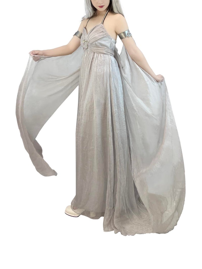 Nodkim Dragon Queen Costume Chiffon Dress Halloween Cosplay For Women-Medium - Image 3