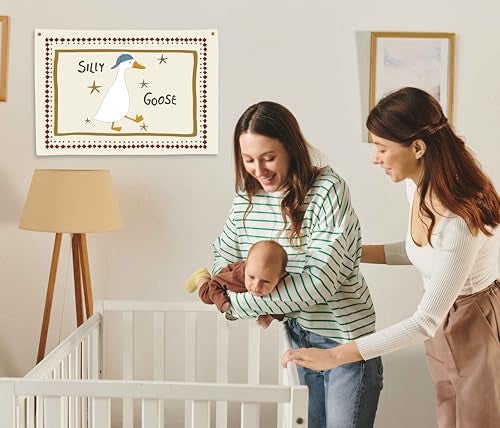 Sioial Silly Goose Nursery Rectangular Canvas BannerFlag Wall Sign Decor for Boys Girls Toddler KidsBaby Room Playroom Reading Room Bedroom DecorEaster Baby Shower Birthday Christmas Gift - Image 3