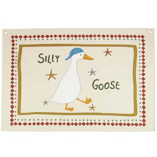 Sioial Silly Goose Nursery Rectangular Canvas BannerFlag Wall Sign Decor for Boys Girls Toddler KidsBaby Room Playroom Reading Room Bedroom DecorEaster Baby Shower Birthday Christmas Gift - Image 1