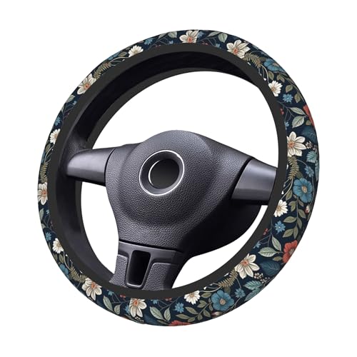 CTVSLFU Steering Wheel Cover Universal Fit Car Interior Accessories for Women Men 15 Inch Breathable Anti Slip Odorless Neoprene Steering Wheel Cover for Car Decor Protector - Vintage Colorful Flowers 014 - Image 4