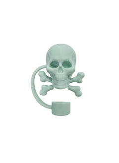 Ice Cup Straw Dust Cap Food Grade Silicone Straw Cap Glass Straw Dust Plug Stainless Steel Straw Cap-Color:10mm Matcha Cream Skull