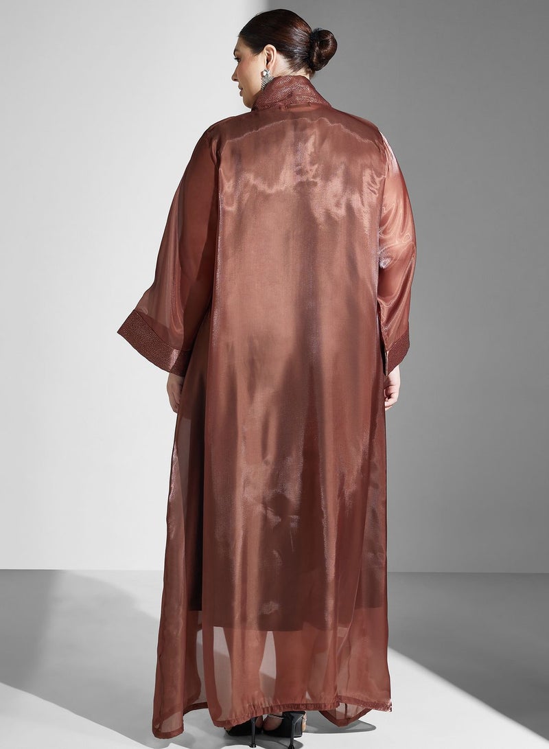 خزانة عباية مطرزة بمقاس كبير مع شيلة - Image 2