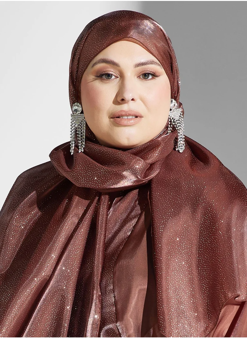 Khizana Plus size embellished detail abaya with sheila