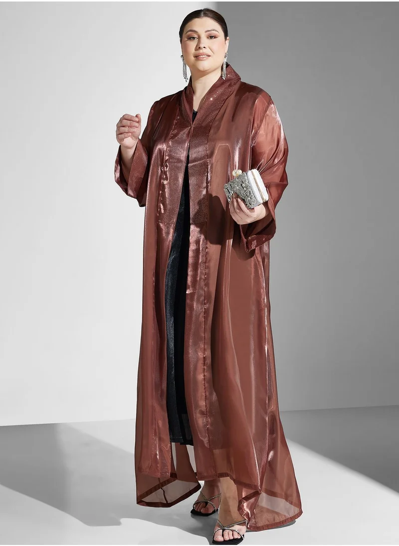 Khizana Plus size embellished detail abaya with sheila