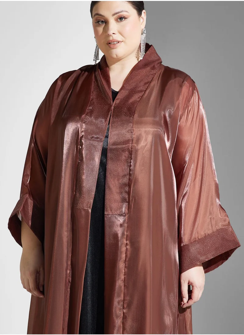 Khizana Plus size embellished detail abaya with sheila