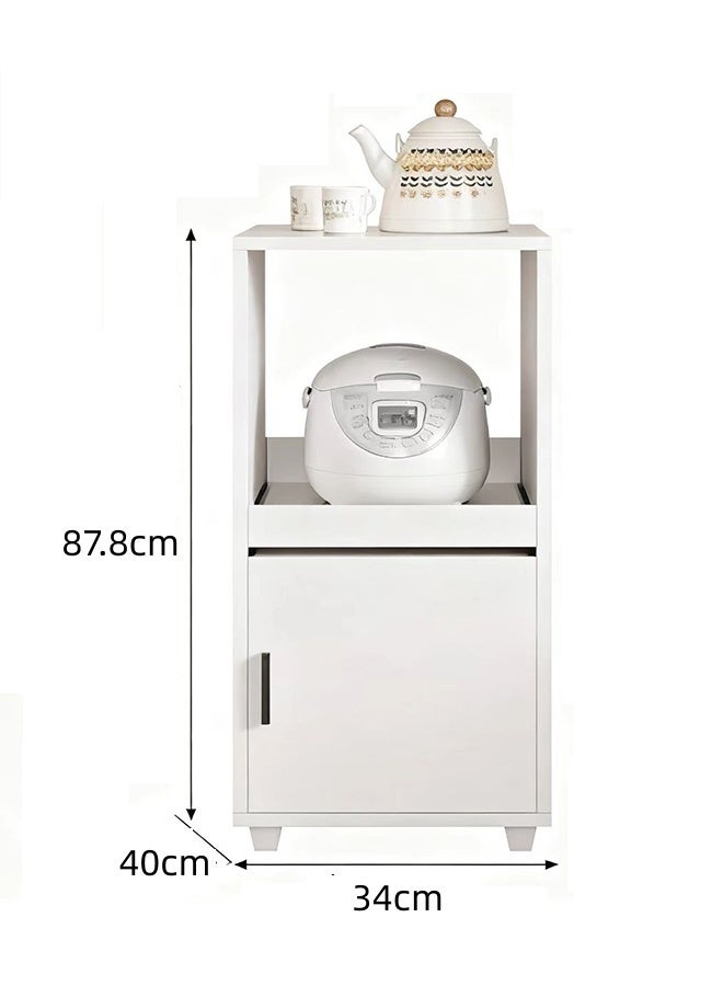 JCB CHIC Kitchen Cabinet with Deep Shelves and Doors，35×40×88CM Storage Cabinet，Multi-layer Display Shelf with Storage for Home Office, Living Room, White - Image 2