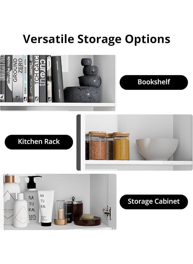 JCB CHIC Kitchen Cabinet with Deep Shelves and Doors，35×40×88CM Storage Cabinet，Multi-layer Display Shelf with Storage for Home Office, Living Room, White - Image 4