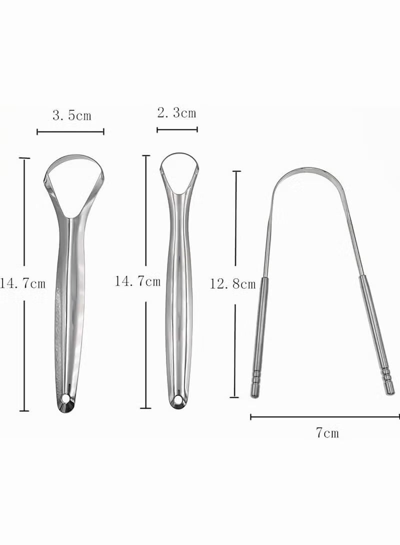 بابونا 4 قطع من منظف اللسان القابل لإعادة الاستخدام، مكشطة لسان من الفولاذ المقاوم للصدأ محمولة لتقليل رائحة الفم الكريهة، ونظافة الفم (للسفر/المنزل) - Image 2
