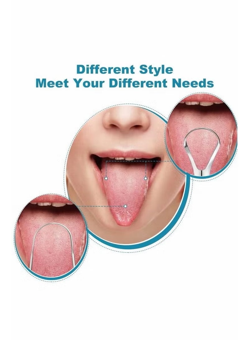 بابونا 4 قطع من منظف اللسان القابل لإعادة الاستخدام، مكشطة لسان من الفولاذ المقاوم للصدأ محمولة لتقليل رائحة الفم الكريهة، ونظافة الفم (للسفر/المنزل) - Image 5