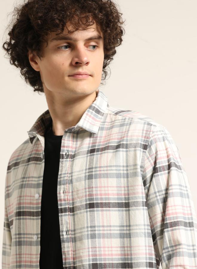 بوشيرت قميص كاجوال مطبع بنمط مربعات - Image 4