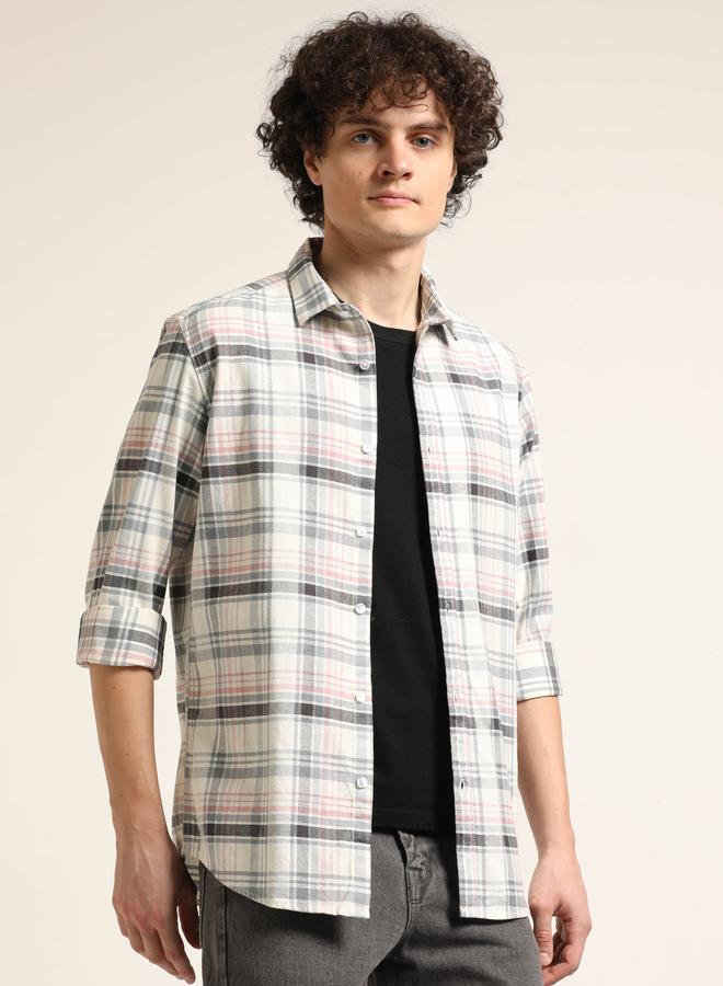 بوشيرت قميص كاجوال مطبع بنمط مربعات - Image 5